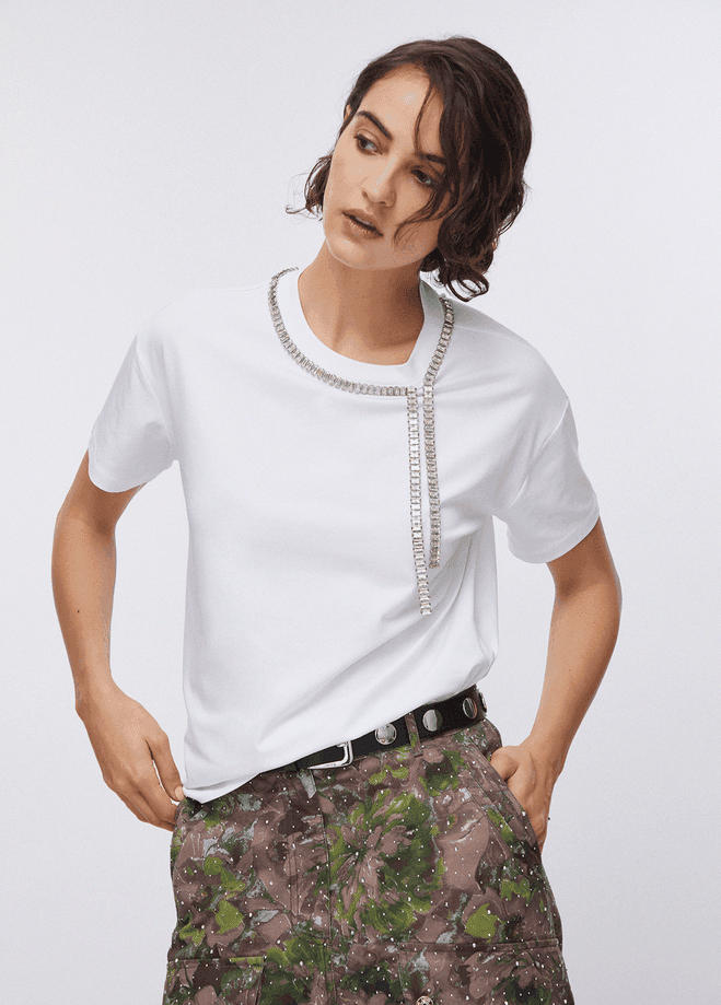 LIU JO t-shirt con ricami gioiello donna bianco - 2