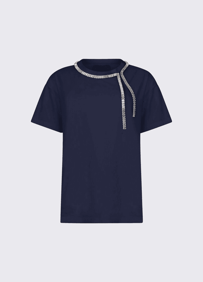 LIU JO t-shirt con ricami gioiello donna blu oceano - 7