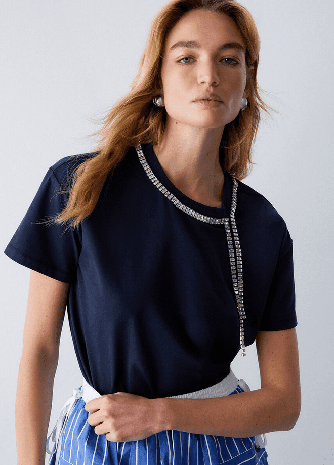LIU JO t-shirt con ricami gioiello donna blu oceano - 4