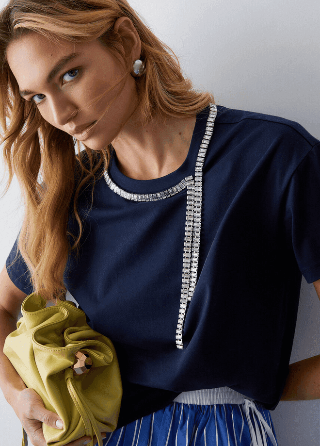 LIU JO t-shirt con ricami gioiello donna blu oceano - 6