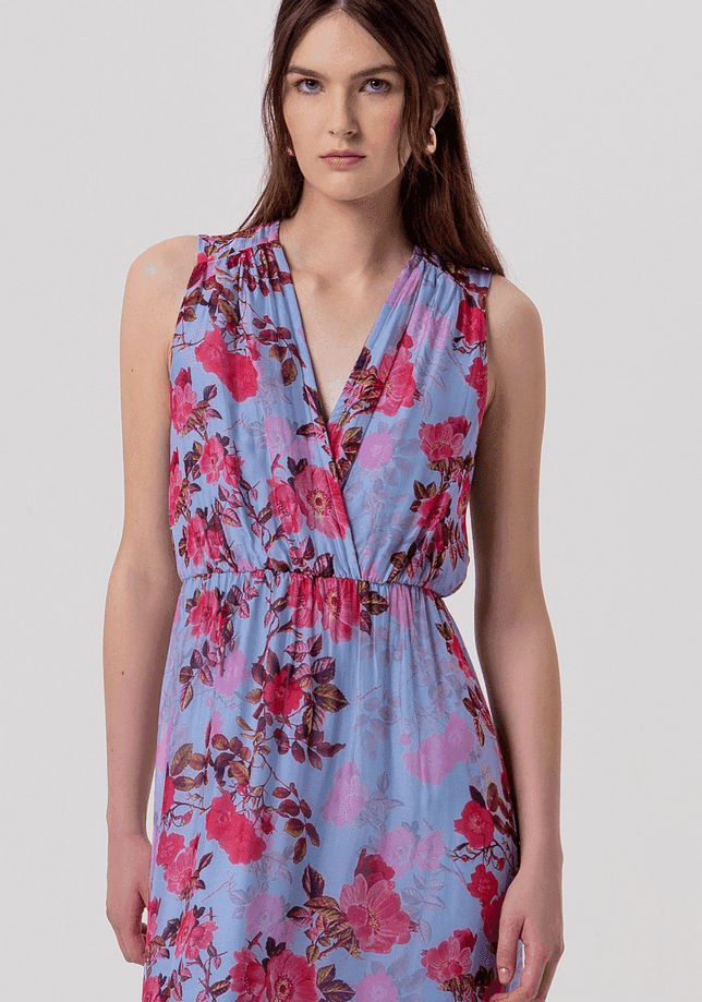 Fracomina abito a fantasia floreale donna lightblue-cherry - 2