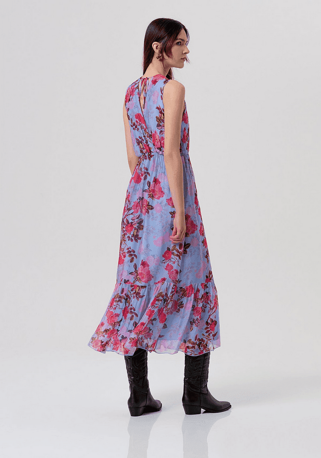 Fracomina abito a fantasia floreale donna lightblue-cherry - 3