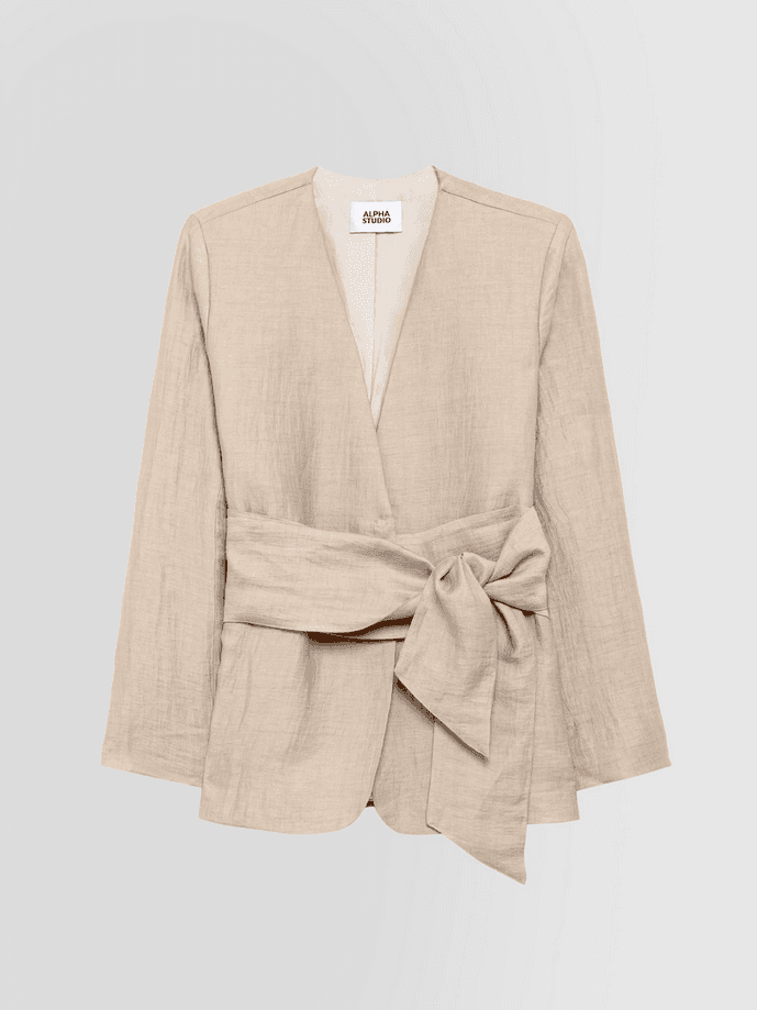 ALPHA STUDIO giacca in lino donna beige - 6