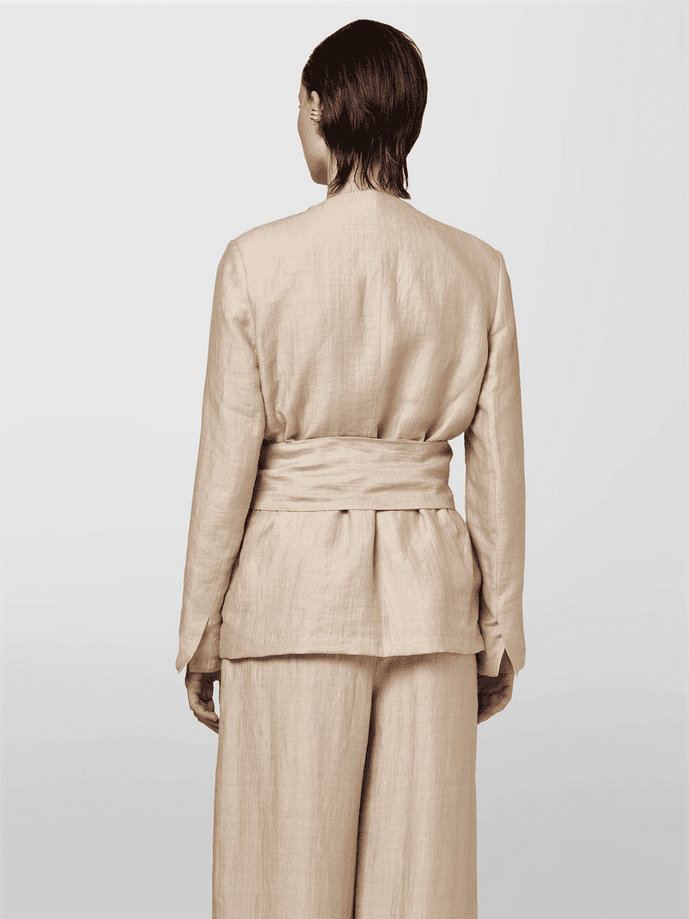 ALPHA STUDIO giacca in lino donna beige - 4