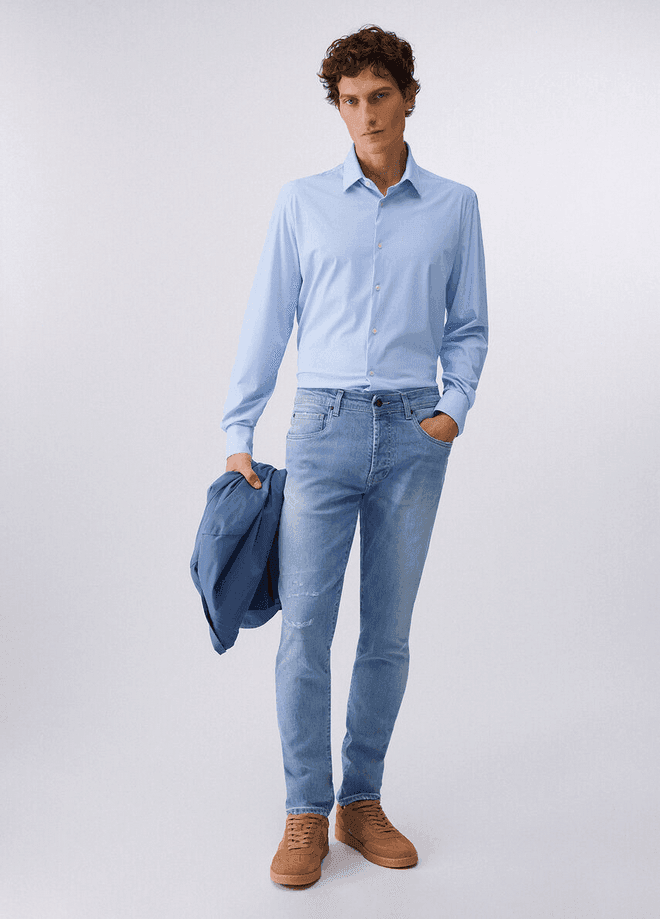LIU JO camicia a quadretti uomo azzurro - 4