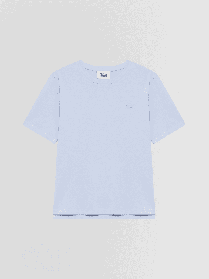 ALPHA STUDIO t-shirt con ricamo uomo celeste - 5
