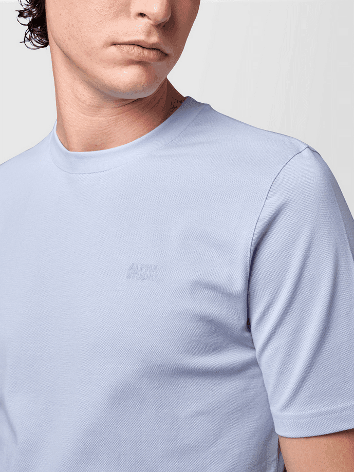 ALPHA STUDIO t-shirt con ricamo uomo celeste - 3