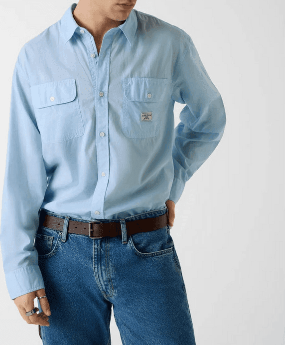 GUESS camicia con patch uomo azzurro - 2