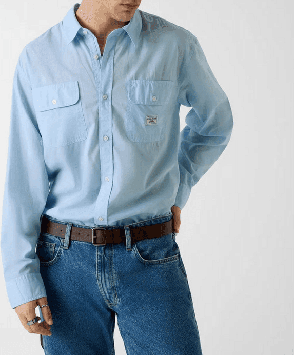 GUESS camicia con patch uomo azzurro - 2
