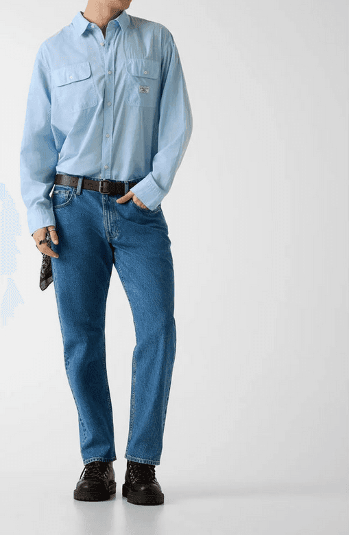 GUESS camicia con patch uomo azzurro - 4