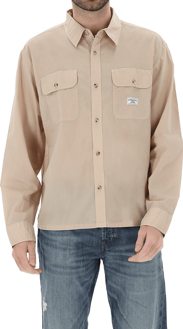 GUESS camicia con patch uomo sabbia – OTHER