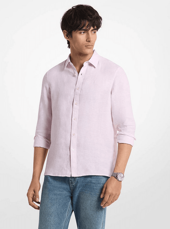 MICHAEL KORS camicia in lino uomo rosa - 3