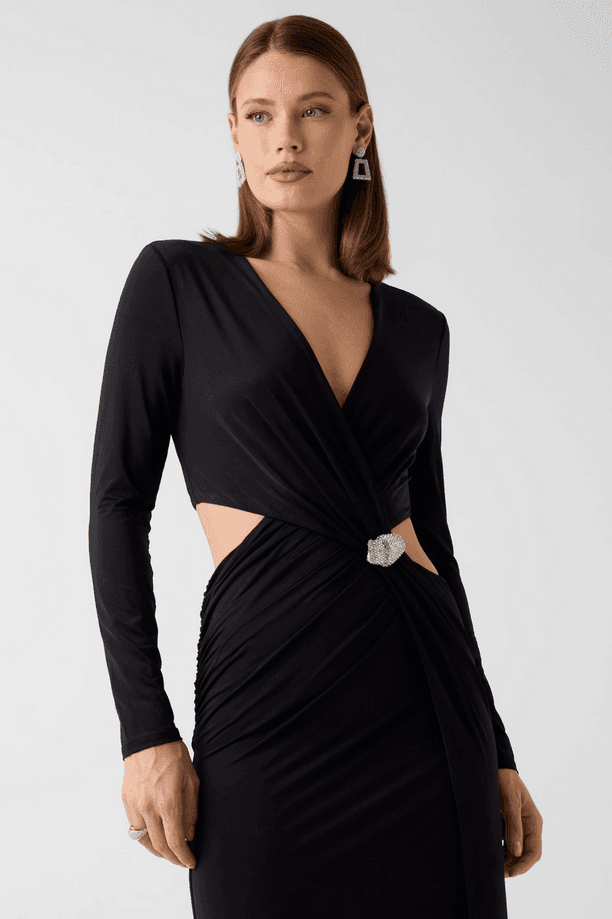 MARCIANO BY GUESS maxi abito asimmetrico donna nero - 2
