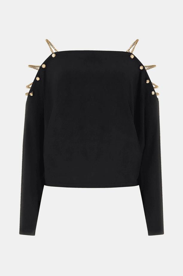 MARCIANO BY GUESS top con dettaglio catena donna nero - 5