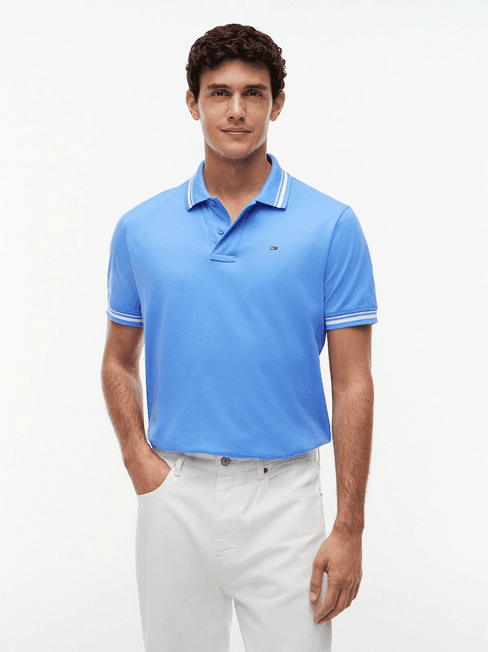 Tommy Hilfiger polo con righe uomo azzurro - 2
