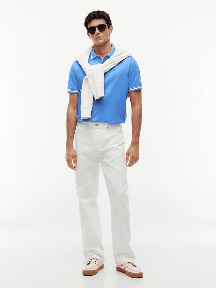 Tommy Hilfiger polo con righe uomo azzurro - 4