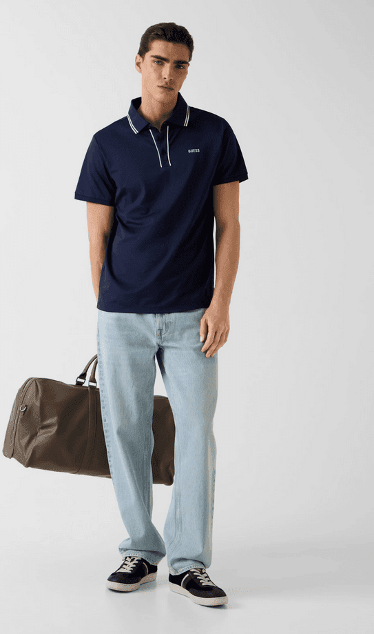 GUESS polo piquet uomo blu scuro - 4