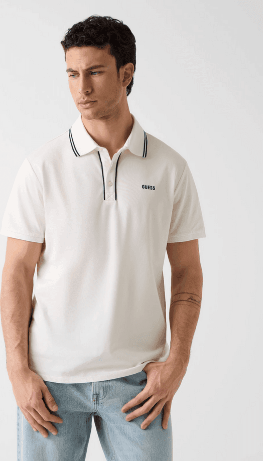 GUESS polo piquet uomo crema - 2