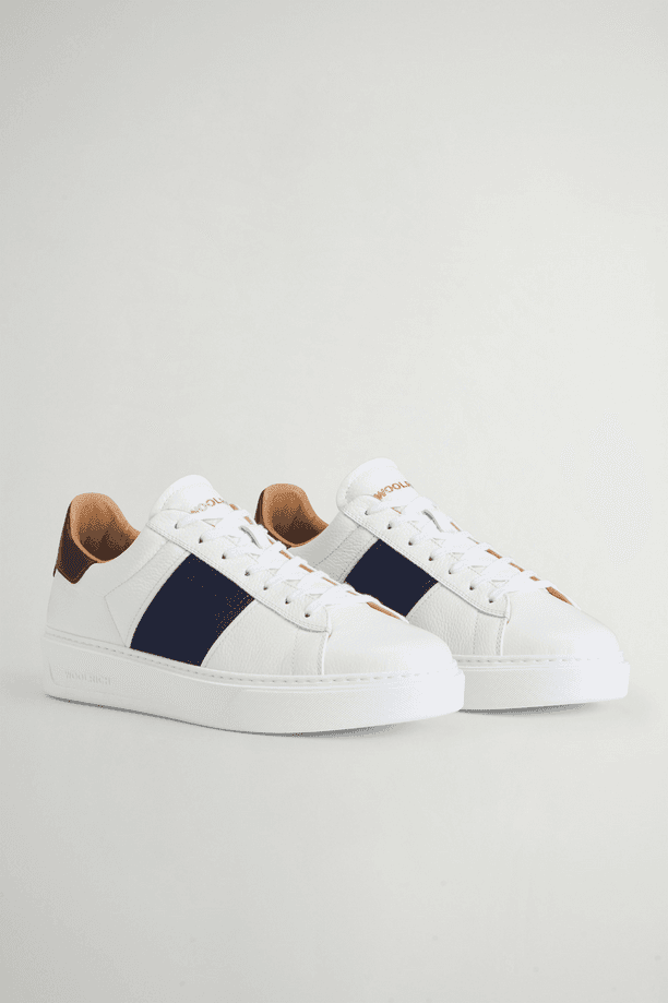 Woolrich scarpe classic court band uomo bianco-blu - 4