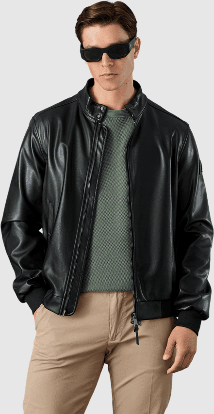 Refrigue giubbino ecopelle uomo nero - 4