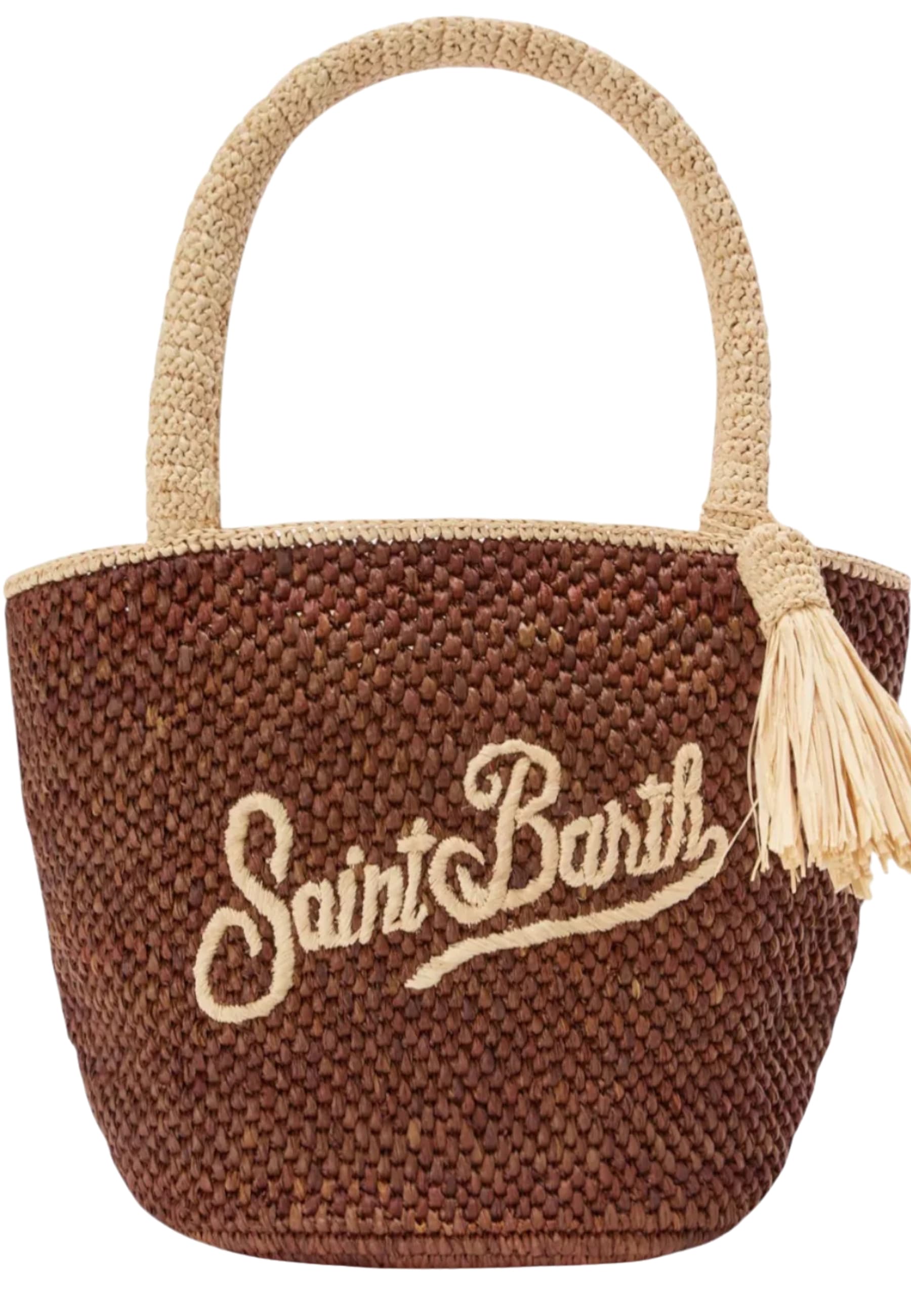 SAINT BARTH Borsa in raffia media  marrone - 5
