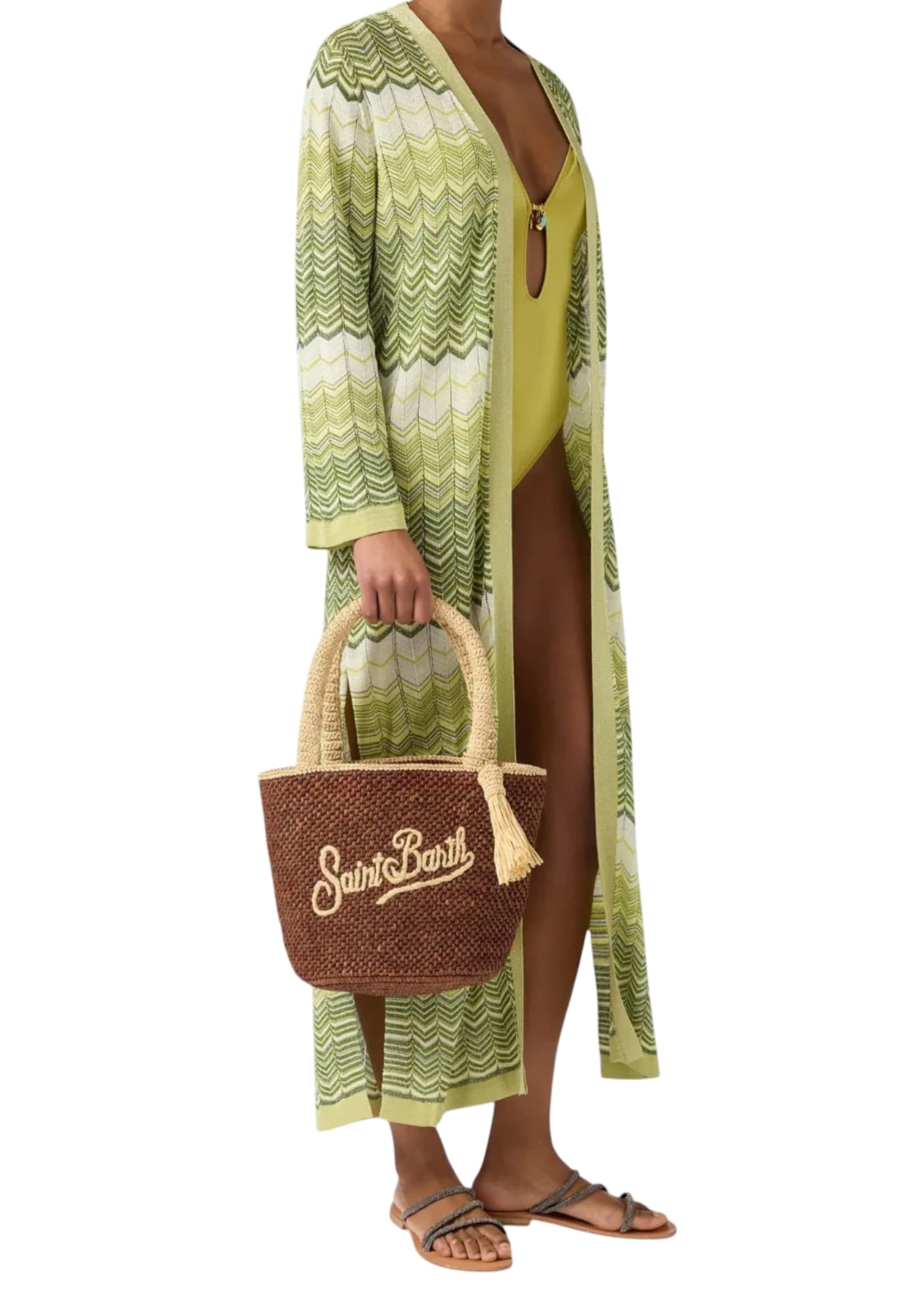 SAINT BARTH Borsa in raffia media  marrone - 4
