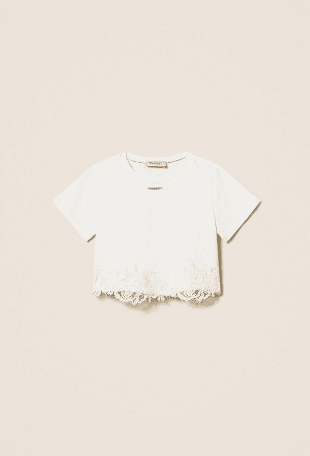 TWINSET t-shirt con pizzo bambina bianco - 5