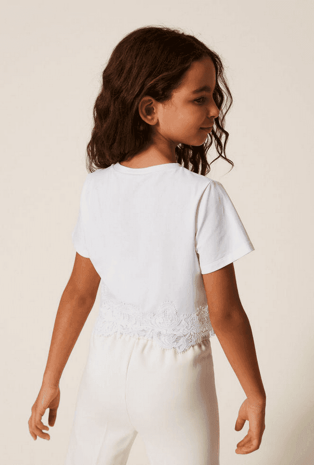TWINSET t-shirt con pizzo bambina bianco - 4