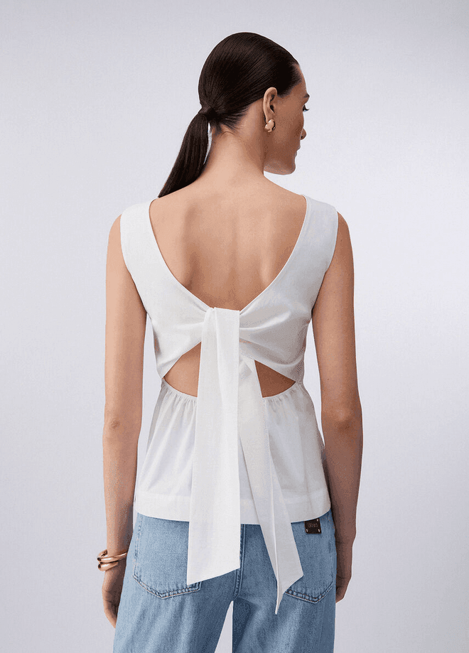 LIU JO top con fiocco donna bianco - 3