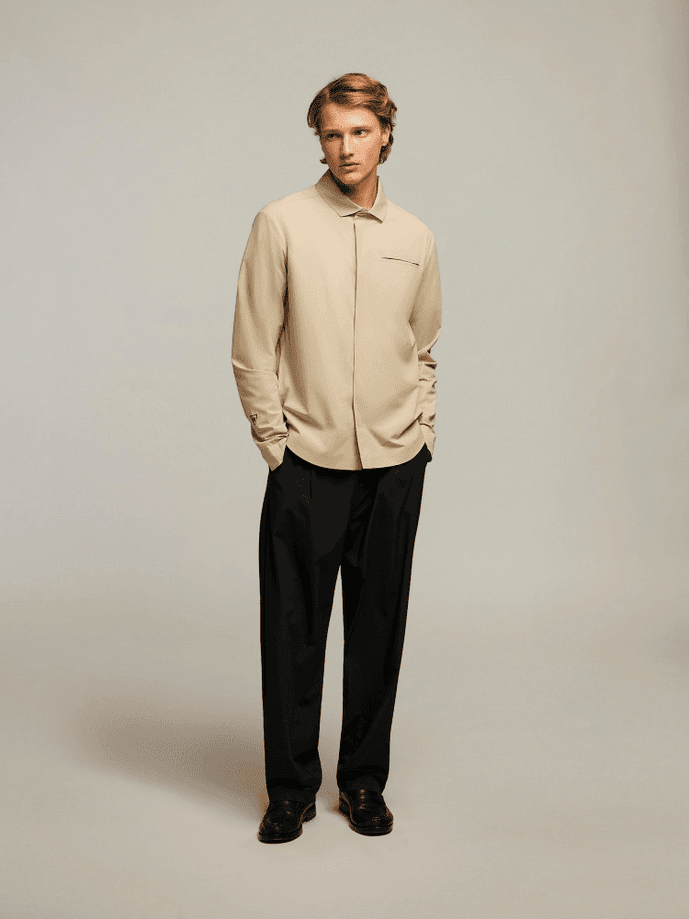 MACRON camicia overshirt kyffin uomo beige - 5