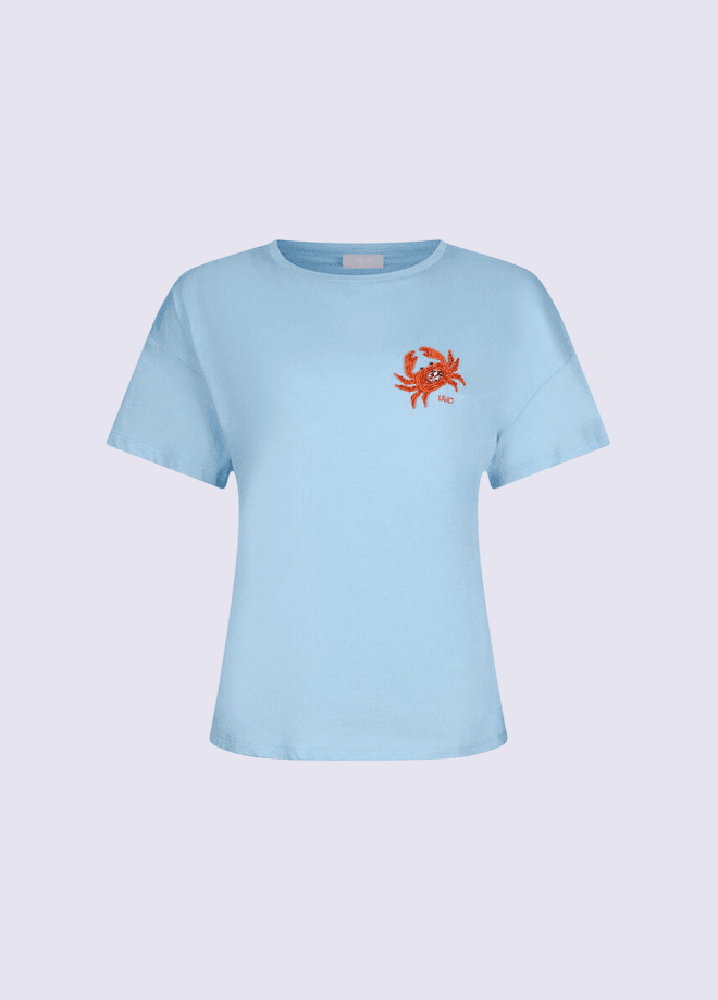 LIU JO t-shirt con patch donna azzurro - 5