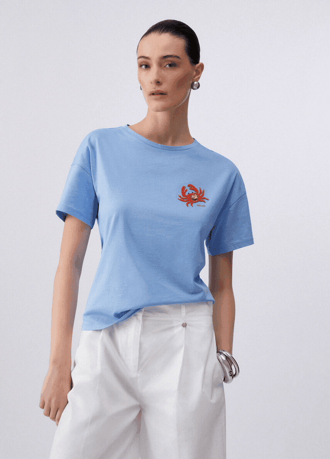 LIU JO t-shirt con patch donna azzurro - 2