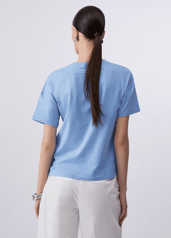 LIU JO t-shirt con patch donna azzurro - 3