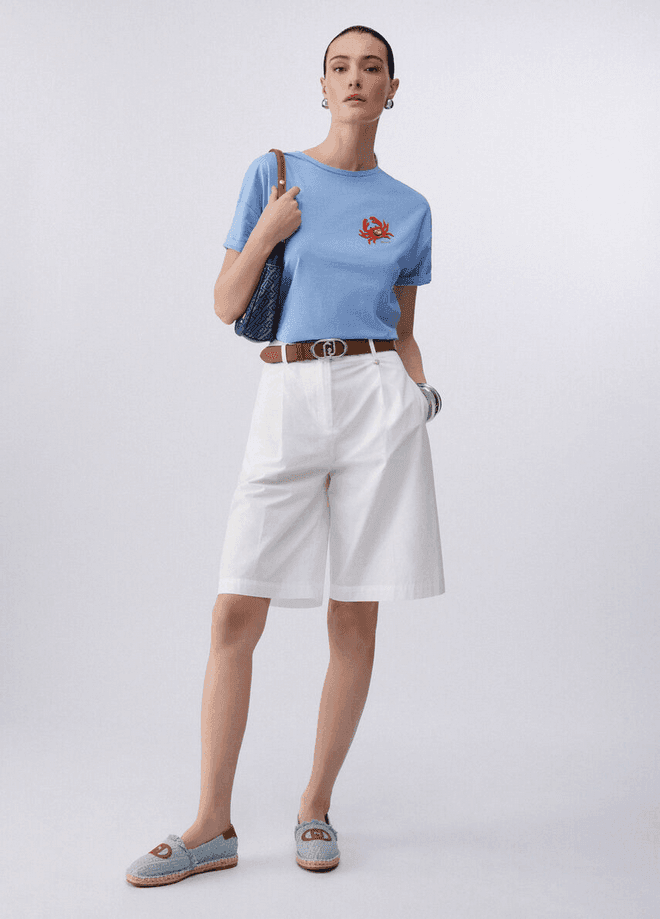 LIU JO t-shirt con patch donna azzurro - 4