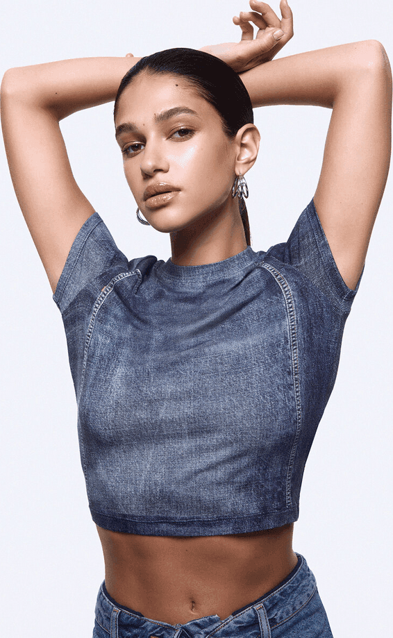 LIU JO t-shirt cropped donna effetto denim - 2