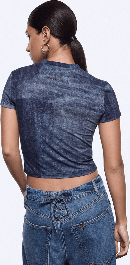 LIU JO t-shirt cropped donna effetto denim - 3