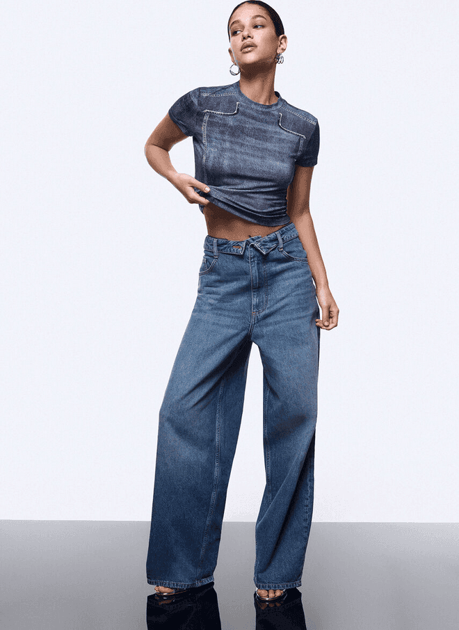 LIU JO t-shirt cropped donna effetto denim - 4