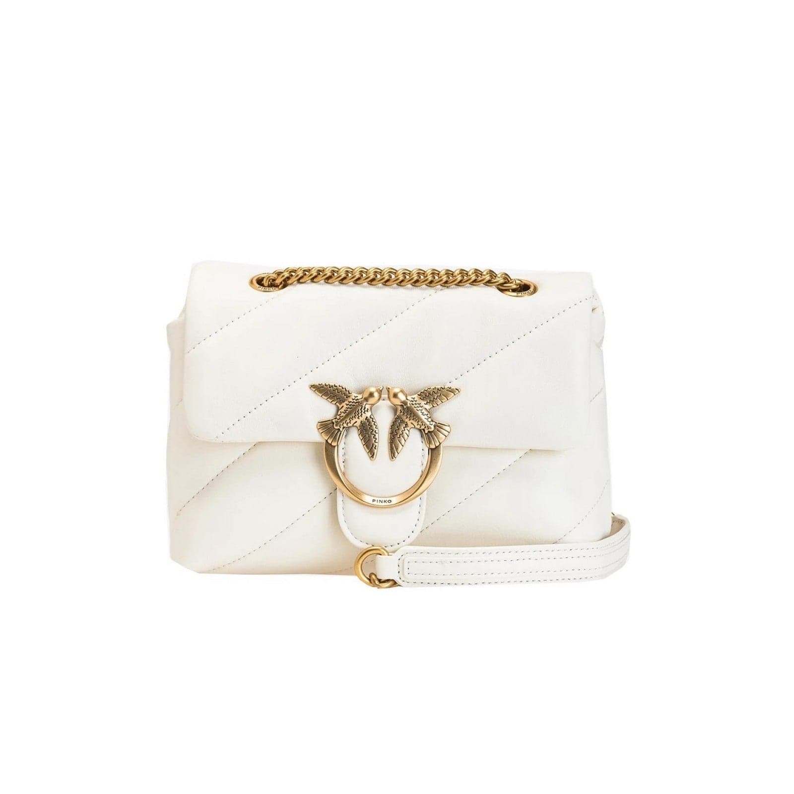 Pinko donna pinko - love puff mini cl sheep nappa - bianco - 3