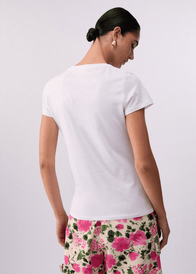 LIU JO t-shirt con stampa e strass donna bianco-rosa - 3