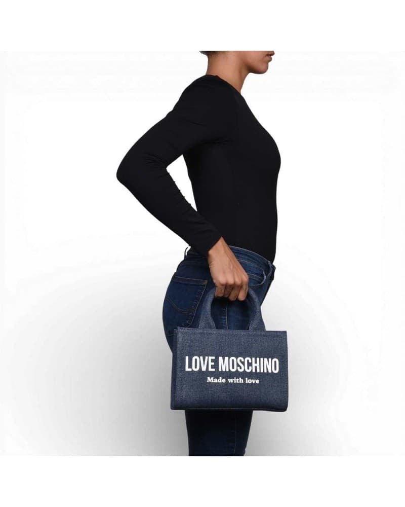 Love Moschino  Borsa Denim Donna Blu in Tessuto - 7