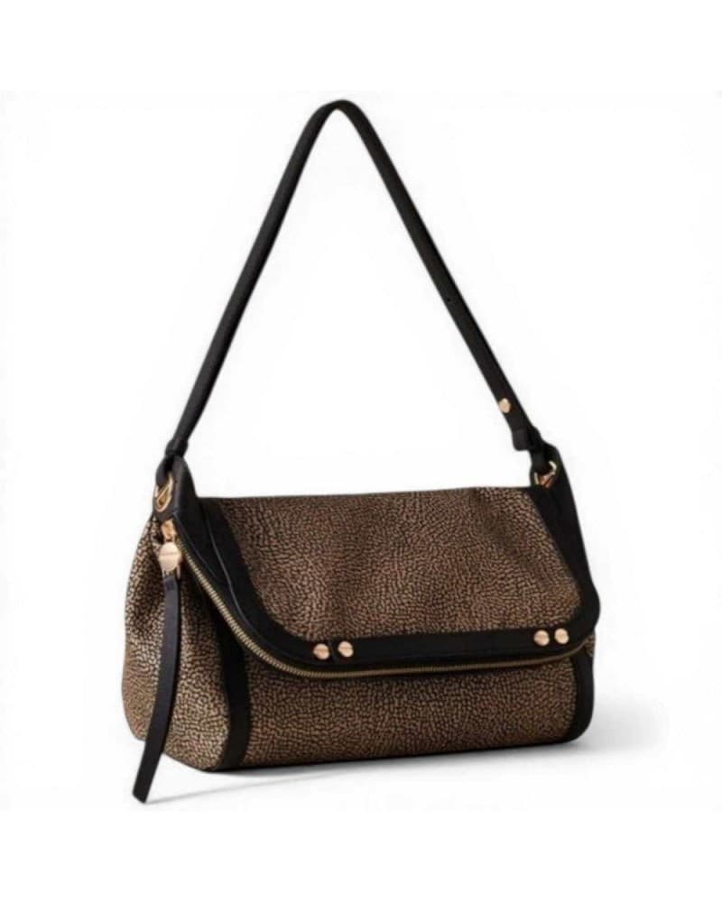 Borbonese  Borsa Crossover S Frame Donna OP Naturale e Nero in Tessuto Riciclato e Pelle - 3
