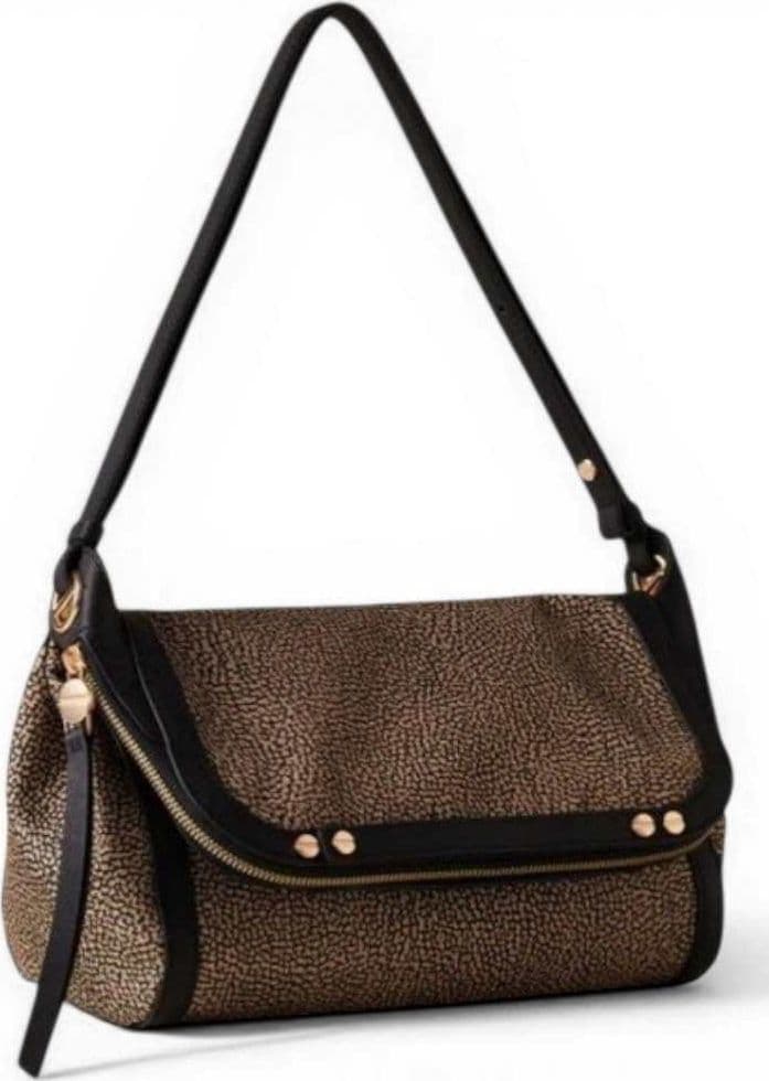 Borbonese  Borsa Crossover S Frame Donna OP Naturale e Nero in Tessuto Riciclato e Pelle - 4