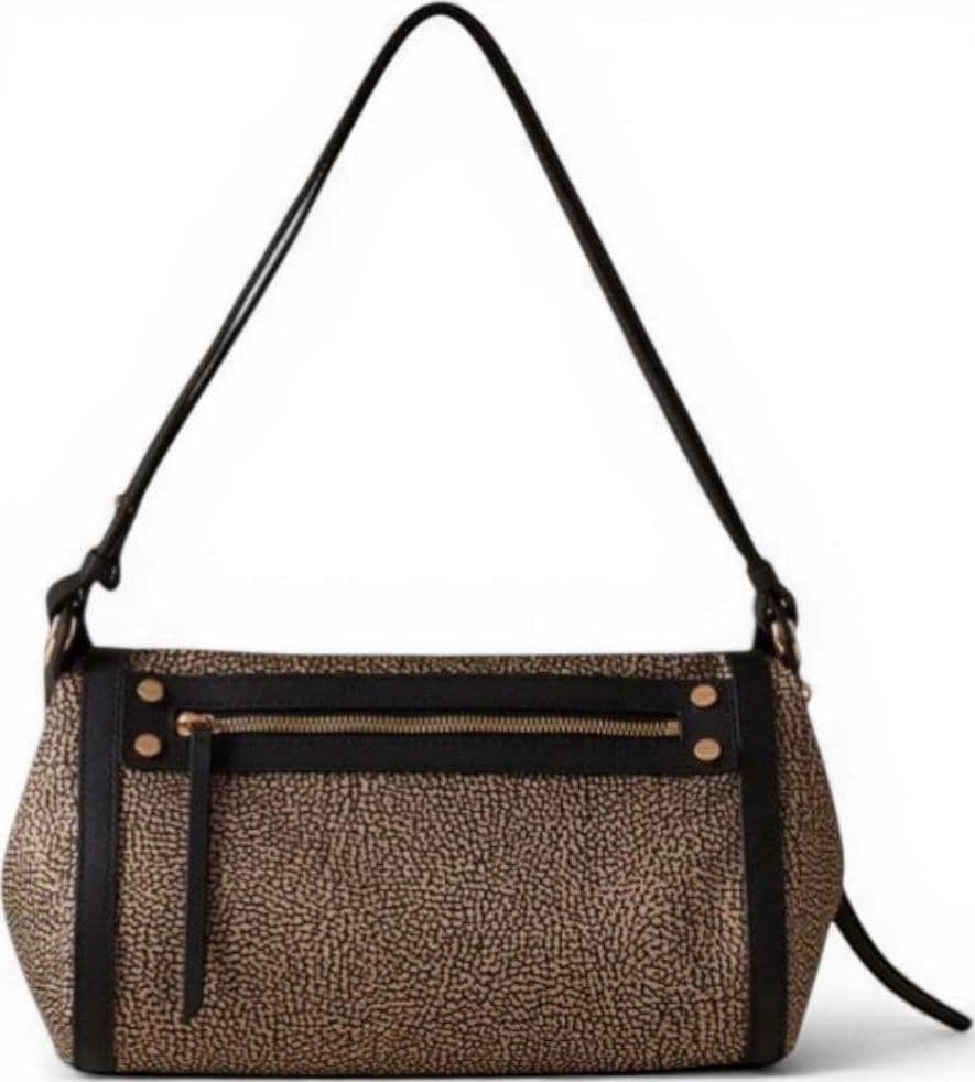 Borbonese  Borsa Crossover S Frame Donna OP Naturale e Nero in Tessuto Riciclato e Pelle - 6