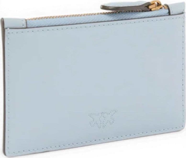 Pinko  Airone Cardholder Donna Azzurro Celeste in Pelle di Vitello Silk Hand con Logo Love Birds - 3