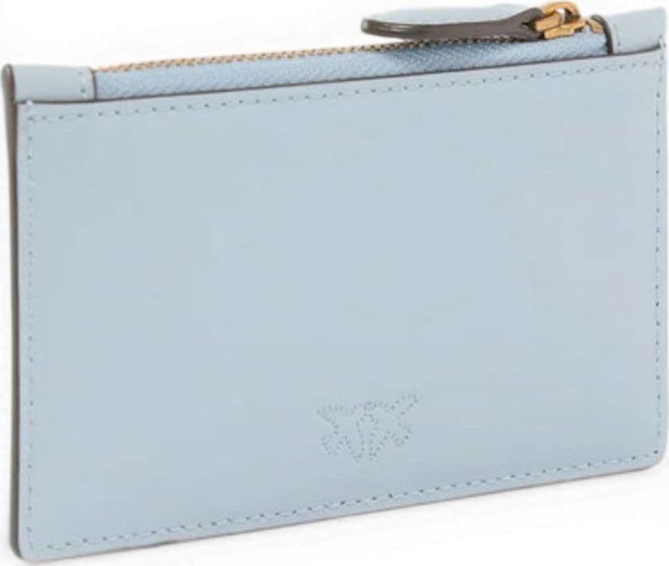 Pinko  Airone Cardholder Donna Azzurro Celeste in Pelle di Vitello Silk Hand con Logo Love Birds - 4