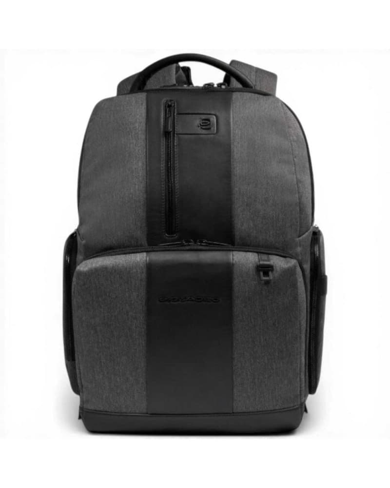 PIQUADRO Piquadro Zaino Brief 2 Uomo Grigio e Nero in Tessuto Riciclato e Pelle con Porta PC 14'' e iPad - 9