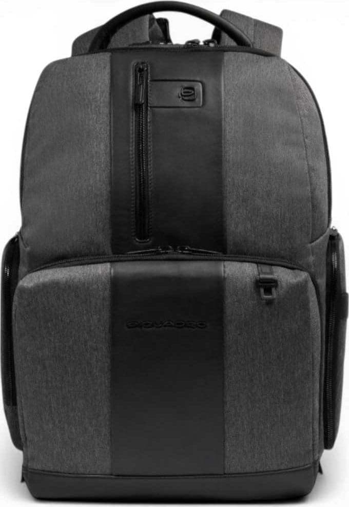 PIQUADRO Piquadro Zaino Brief 2 Uomo Grigio e Nero in Tessuto Riciclato e Pelle con Porta PC 14'' e iPad - 2