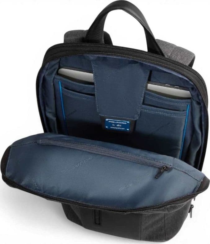 PIQUADRO Piquadro Zaino Brief 2 Uomo Grigio e Nero Sottile in Tessuto e Pelle con Porta PC 15.6'' e iPad - 7