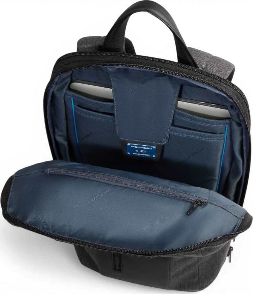PIQUADRO Piquadro Zaino Brief 2 Uomo Grigio e Nero Sottile in Tessuto e Pelle con Porta PC 15.6'' e iPad - 8