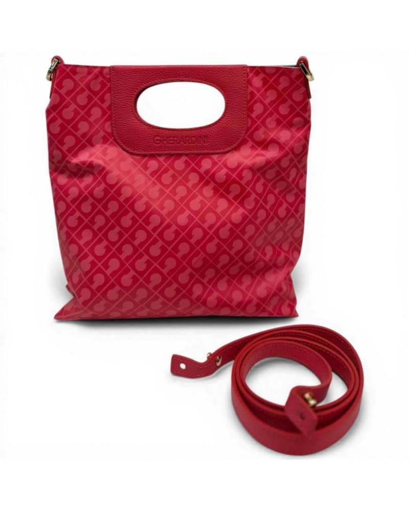 GHERARDINI Gherardini Borsa Tracolla Softy Donna Corallo Doppia Piattina Mini in Tessuto Softy - 9